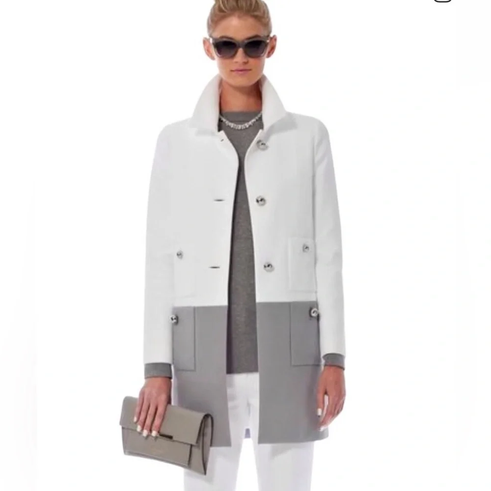 Kate Spade New York Monaco Shipley White and Gray Trench Coat